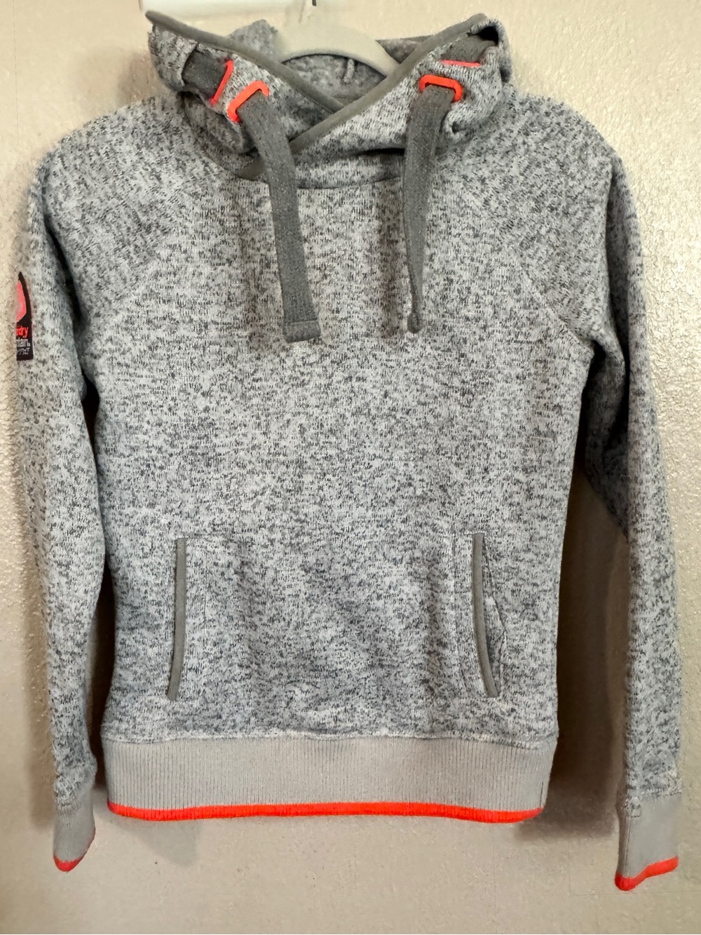 Superdry Gray Heather Hoodie with Orange Trim